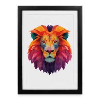 Lion - Affiche encadrée (27 × 37 cm) - noir - Devant