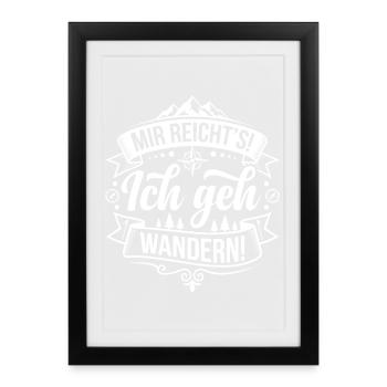 Ich geh Wandern Berglogo - Gerahmtes Poster (27 × 37 cm) - Schwarz - Vorne