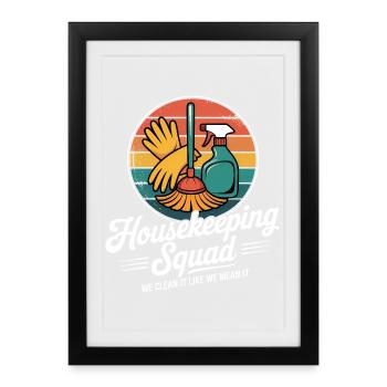 Conception de nettoyage amusante - Affiche encadrée (27 × 37 cm) - noir - Devant