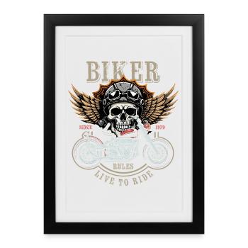 Règles des motards - Depuis 1979 - Live to Ride - Affiche encadrée (27 × 37 cm) - noir - Devant