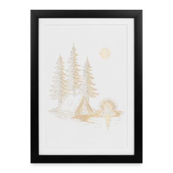 Camp de nuit au Seewald avec tente - Affiche encadrée (27 × 37 cm) - noir - Devant