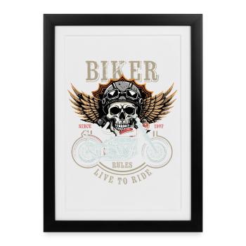 Règles des motards - Depuis 1997 - Live to Ride - Affiche encadrée (27 × 37 cm) - noir - Devant