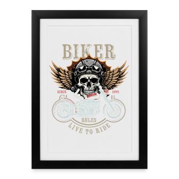 Règles des cyclistes - Depuis 1993 - Live to Ride - Affiche encadrée (27 × 37 cm) - noir - Devant