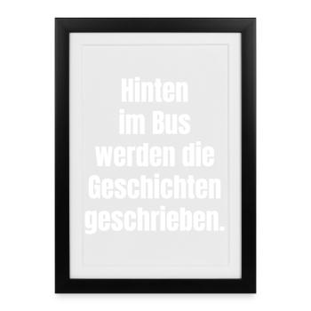 Écrire des histoires à l’arrière du bus - Affiche encadrée (27 × 37 cm) - noir - Devant