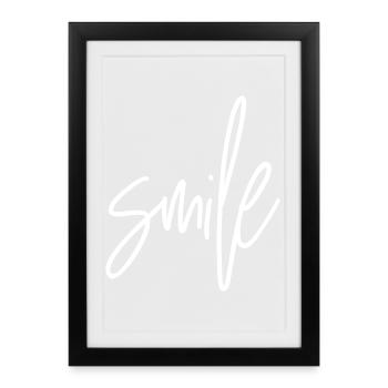 SMILE – Un design de texte positif pour une bonne humeur - Affiche encadrée (27 × 37 cm) - noir - Devant