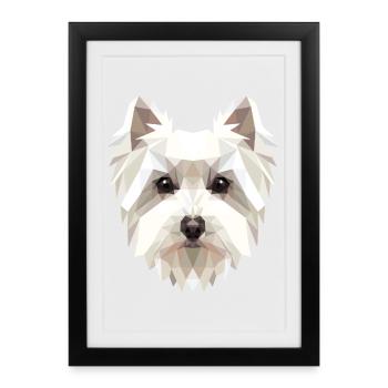 Petit chien maltais aime le doux maltais - Affiche encadrée (27 × 37 cm) - noir - Devant