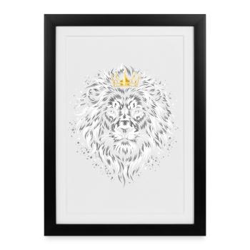 Don du Roi des Animaux Lion Head - Affiche encadrée (27 × 37 cm) - noir - Devant