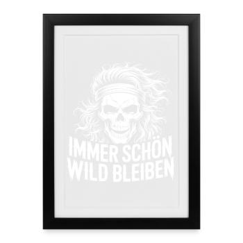 Crâne aux cheveux sauvages - Affiche encadrée (27 × 37 cm) - noir - Devant