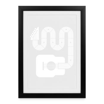 Guitare acoustique abstraite - Affiche encadrée (27 × 37 cm) - noir - Devant