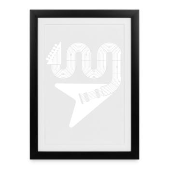 Guitare électrique abstraite - Affiche encadrée (27 × 37 cm) - noir - Devant