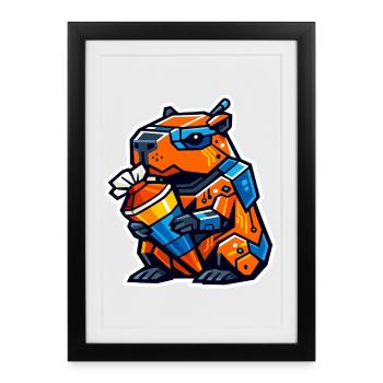 Capybara 1er jour d’école | Enfants inscrits à l’école - Affiche encadrée (27 × 37 cm) - noir - Devant