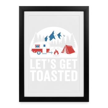 Campfire Camping Scene - Framed poster (27 × 37 cm) - black - Front
