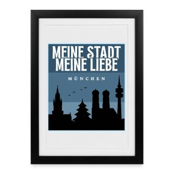 Meine Stadt - München - Gerahmtes Poster (27 × 37 cm) - Schwarz - Vorne