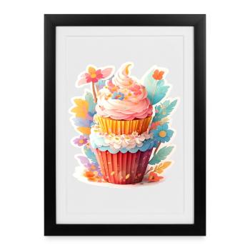 Flower Cupcake - Framed poster (27 × 37 cm) - black - Front