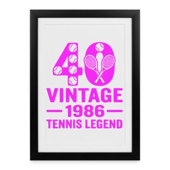40e anniversaire du tennis 1986, chemise élégante - Affiche encadrée (27 × 37 cm) - noir - Devant