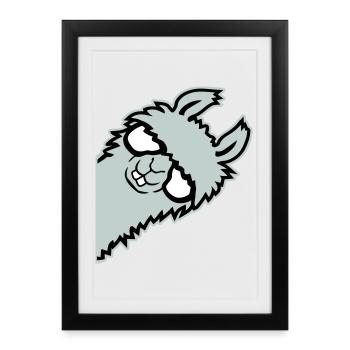 llama lying smug glasses nerd funny animal - Framed poster (27 × 37 cm) - black - Front