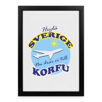 Travel to Corfu with airplane motifs - Framed poster (27 × 37 cm) - black - Front