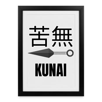 Kunai 苦無 – Japanese Ninja Knife - Gerahmtes Poster (27 × 37 cm) - Schwarz - Vorne