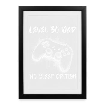 Niveau 30 Joueur Édition No Sleep - Affiche encadrée (27 × 37 cm) - noir - Devant