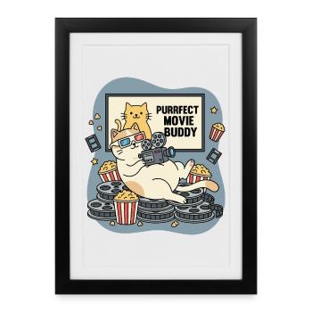 Purrfect Movie Buddy: Cats Cinema Fun - Framed poster (27 × 37 cm) - black - Front