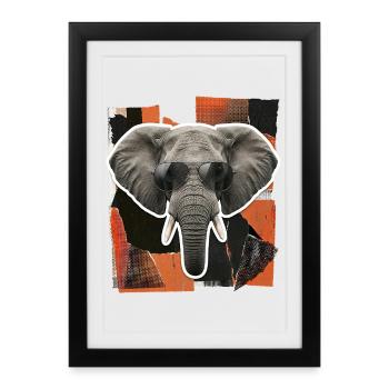 Elephant Sunglasses Risography - Framed poster (27 × 37 cm) - black - Front