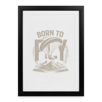 Né pour piloter le parapente - Affiche encadrée (27 × 37 cm) - noir - Devant