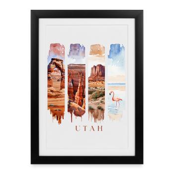 Utah Travel – Red Rocks & Desert Arches - Framed poster (27 × 37 cm) - black - Front