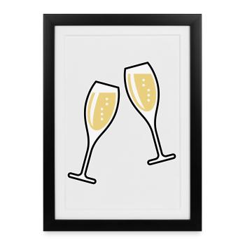2 Sektgläser (Sekt / Oval / Zu / 3C) - Affiche encadrée (27 × 37 cm) - noir - Devant