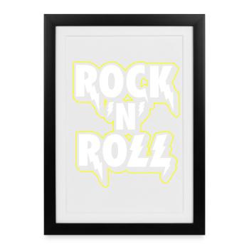 Rock 'N' Roll Lightning 3D Logo - Affiche encadrée (27 × 37 cm) - noir - Devant