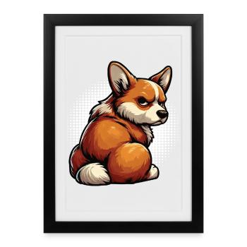 Corgi Corgis Welsh Corgi Propriétaires de Corgi Corgis - Affiche encadrée (27 × 37 cm) - noir - Devant