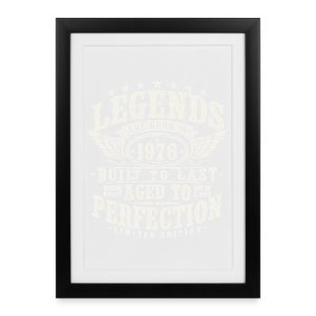 Anniversaire vintage Born Legends 1976 - Affiche encadrée (27 × 37 cm) - noir - Devant