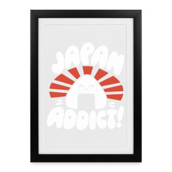 Onigiri Kawaii Addict du Japon - Affiche encadrée (27 × 37 cm) - noir - Devant