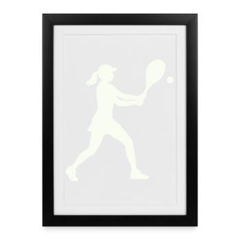 Tennisspielerin Silhouette - Gerahmtes Poster (27 × 37 cm) - Schwarz - Vorne