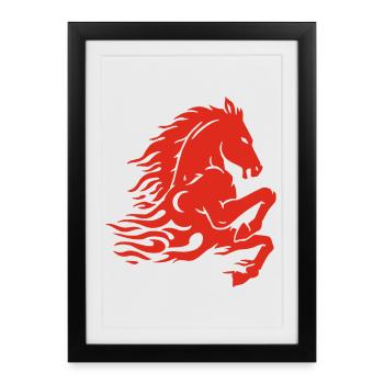 Cheval de feu (rouge) - Affiche encadrée (27 × 37 cm) - noir - Devant