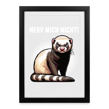Nerv Mich Nicht Frettchen Frettchenbesitzer - Gerahmtes Poster (27 × 37 cm) - Schwarz - Vorne