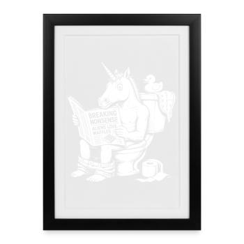 Nonsense motif with unicorn - Framed poster (27 × 37 cm) - black - Front
