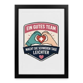 Team stärkt schwere Tage - Gerahmtes Poster (27 × 37 cm) - Schwarz - Vorne
