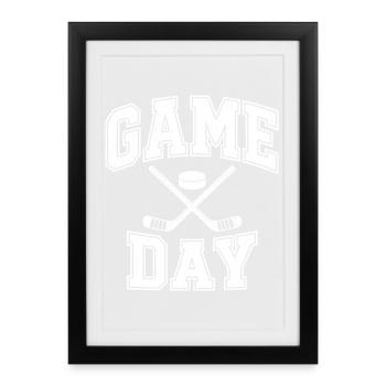 Game Day Eishockey – Schläger & Puck - Gerahmtes Poster (27 × 37 cm) - Schwarz - Vorne