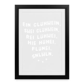 Ein Glühwein swei Glühwein Trinkspruch Weihnachten - Gerahmtes Poster (27 × 37 cm) - Schwarz - Vorne
