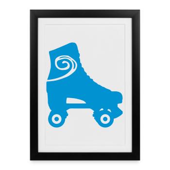 patins déco 1c / patins à roulettes décorés / patins à roulettes - Affiche encadrée (27 × 37 cm) - noir - Devant