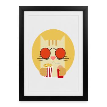 Popcorn Grignots Kino Canapé Fast Food Chips - Affiche encadrée (27 × 37 cm) - noir - Devant