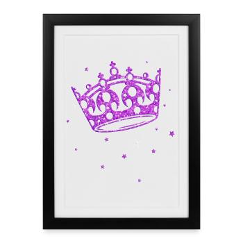 Couronne paillettes princesse anniversaire princesse - Affiche encadrée (27 × 37 cm) - noir - Devant