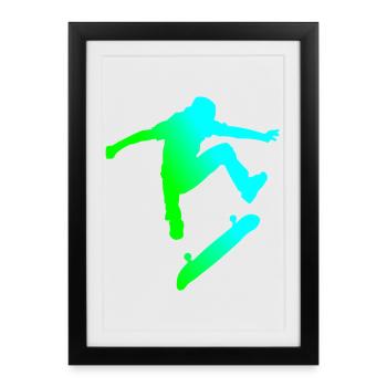 patineur - Affiche encadrée (27 × 37 cm) - noir - Devant