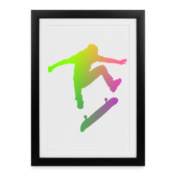 patineur - Affiche encadrée (27 × 37 cm) - noir - Devant