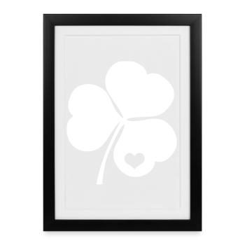 Irish trefoil clover with heart - Framed poster (27 × 37 cm) - black - Front