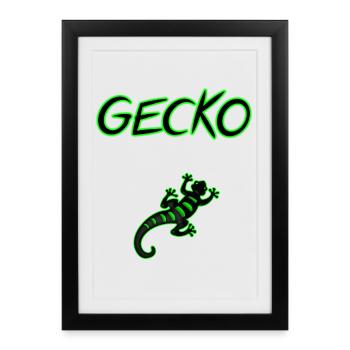 gecko - Affiche encadrée (27 × 37 cm) - noir - Devant
