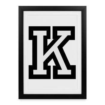 Lettre K en deux couleurs - Affiche encadrée (27 × 37 cm) - noir - Devant