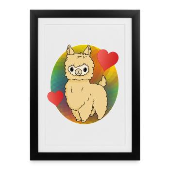 Alpagas - Affiche encadrée (27 × 37 cm) - noir - Devant
