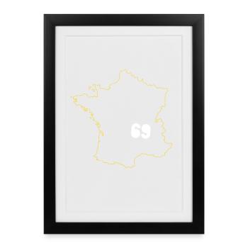 Lyon 69 Souvenir 69 France Frankreich - Affiche encadrée (27 × 37 cm) - noir - Devant