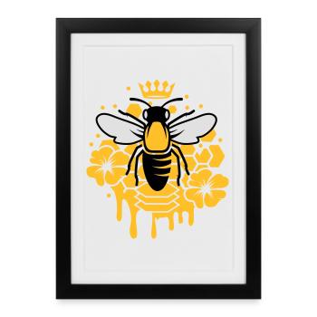 A bee with a crown - Framed poster (27 × 37 cm) - black - Front